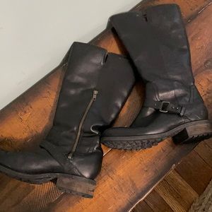 Shearling Lined Leather Riding Boots
